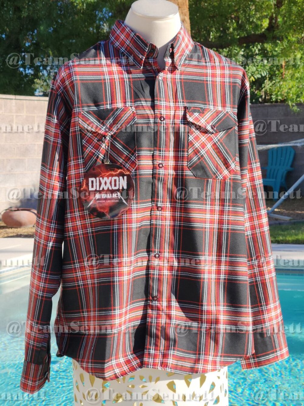 Metallica Dixxon Plaid Button Down Shirt / Sphere Las Vegas / Life Burns Faster